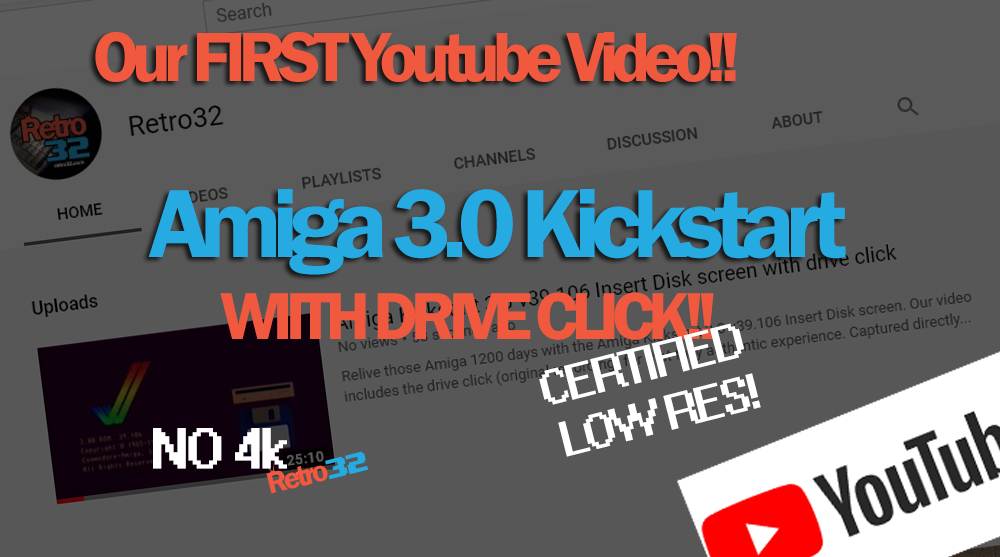 Our first YouTube Video – Amiga Kickstart 3.0 v39.106 Insert Disk screen with drive click