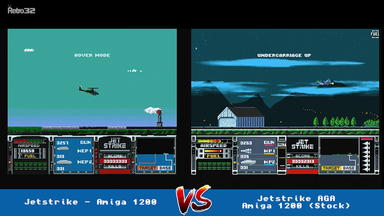 Jetstike vs Jetstrike AGA  – Amiga 1200  – Side by side comparison