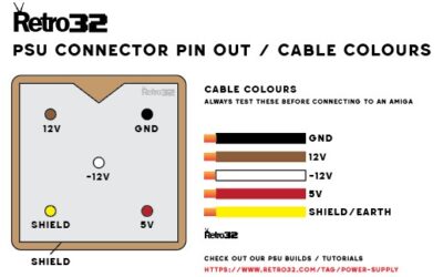 Amiga PSU Connector Pin out / Cables Colours